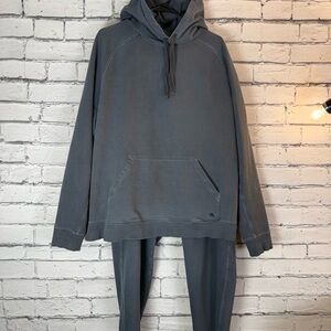 VRST Men’s Two Piece Sweatsuit Tracksuit Gray Knit Vintage Wash Size XL EUC